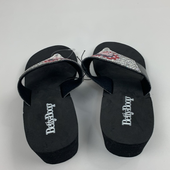 Betty Boop Sparkle rhinestone Wedge sandals Flip flop style Size 9 Red black NWT - Picture 6 of 15